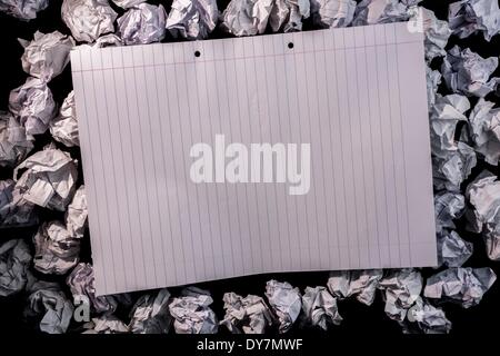 Lined paper notebook on crumpled paper Stock Photo