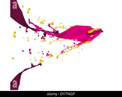 Purple and yellow paint splashes Stock Photo