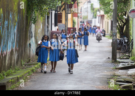 Girls returning from school in Kochi, Kerala, India Stock Photo