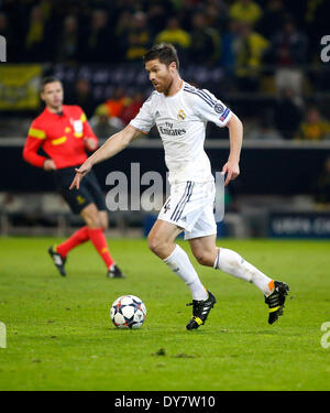 Madrids Xabi Alonso during the UEFA Champions League quarter final match between Borussia Dortmund and Real Madrid, Signal Iduna Park in Dortmund on April 08, 2014. Stock Photo