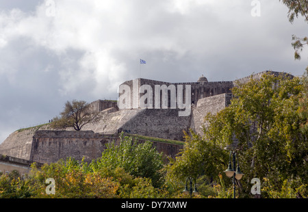 The massive New Fortress in Corfu Town, Greece, which was built during Venetian rule by the Duke of Savoy. Stock Photo