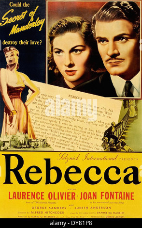 Rebecca - Movie Poster - Directed by Alfred Hitchcock - United Artists - 1940 Stock Photo