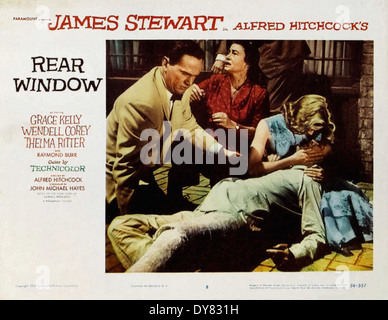 Rear Window - Movie Poster - Lobby Card - Director : Alfred Hitchcock - 1954 Stock Photo