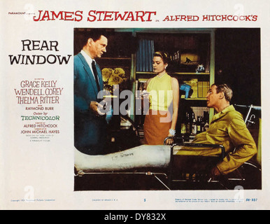 Rear Window - Movie Poster - Lobby Card - Director : Alfred Hitchcock - 1954 Stock Photo