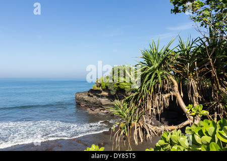 Beach in Tanah Lot Temple area ( Pura Tanah Lot) Bali, Indonesia Stock Photo