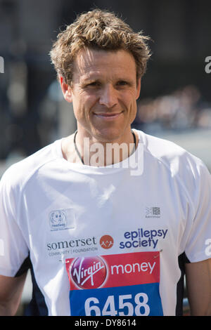 London, UK. 9 April 2014. Pictured: British rowing champion and double Olympic gold medal winner James Cracknell OBE. Photocall for celebrities running the London Marathon 2014. Credit:  Nick Savage/Alamy Live News Stock Photo