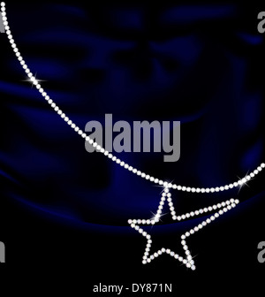 a blue silk and a jewelry star-pendant Stock Photo