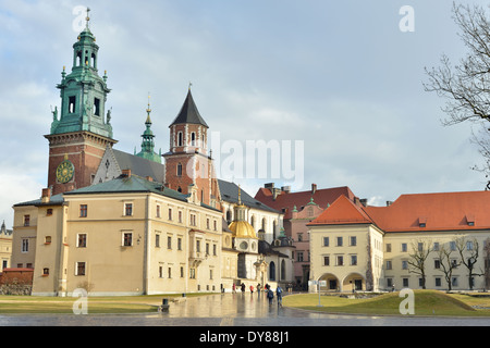 The  Kraków Royal Cathedral on Wawel Hill side view. Katedra Wawelska Stock Photo