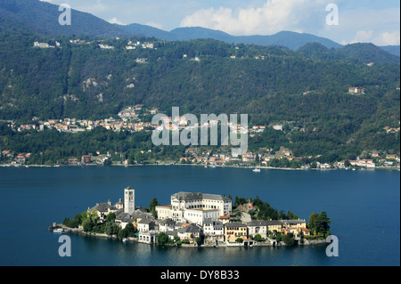 Italy, Piemont, Orta, San Giulio, lake, island, isle, building, scenery Stock Photo