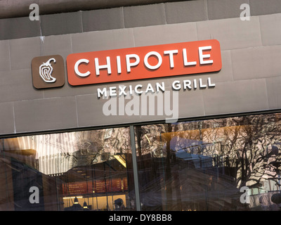 Chipotle Mexican Grill Storefront Logo, Times Square, NYC Stock Photo