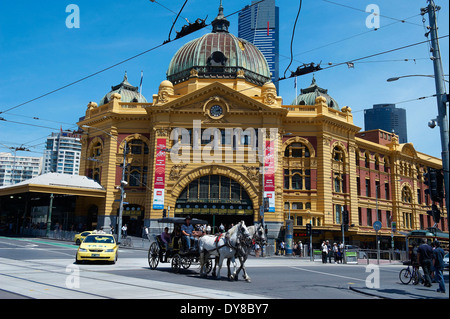 Australia, Flinders Street, station, Melbourne, Victoria, coach, street Stock Photo