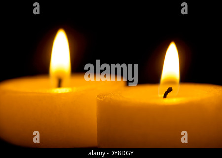 Burning candles in the dark Stock Photo