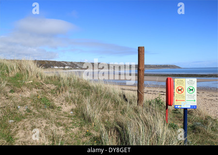 Port Eynon Bay, with Horton village and Oxwich Point beyond, Gower Peninsula, Wales, Great Britain, United Kingdom, UK, Europe Stock Photo