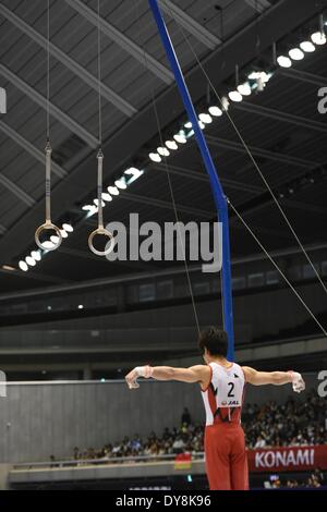 Tokyo, Japan. 5th Apr, 2014. Kohei Uchimura (JPN) Artistic Gymnastics : FIG Artistic Gymnastics World Cup TOKYO CUP 2014 Men's Individual All-Around, Rings, at Tokyo Metropolitan Gymnasium in Tokyo, Japan . © Hitoshi Mochizuki/AFLO/Alamy Live News Stock Photo