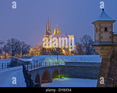 Citadel Petersberg, Cathedral and St. Severi Church, Erfurt Stock Photo