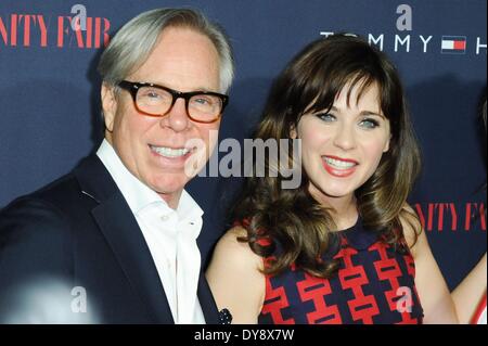 Los Angeles, USA. 9th April, 2014. Tommy HIlfiger, Zooey Deschanel at arrivals for To TOMMY from ZOOEY Capsule Collection Launch, The London Rooftop, West Hollywood, Los Angeles, CA April 9, 2014. Credit:  Sara Cozolino/Everett Collection/Alamy Live News Stock Photo
