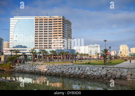 TANGIER, MOROCCO - MARCH 22, 2014: Modern buildings on avenue Mohammed VI in new part of Tangier, Morocco Stock Photo