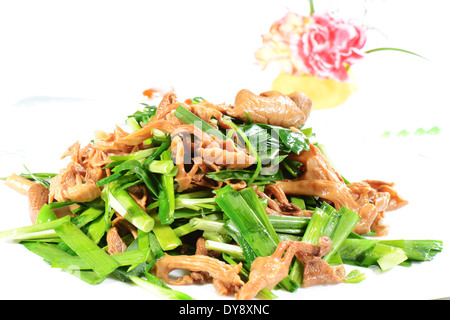 Chinese Food: Fried leek with mushroom Stock Photo