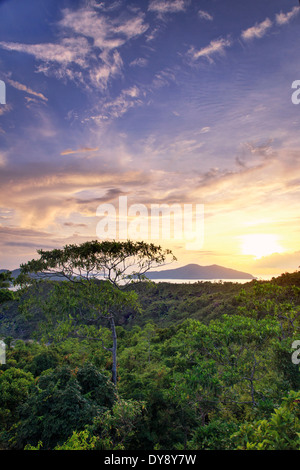 Philippines, Palawan, Port Barton, Elevated view of Albaguen Island and surrounding Islets Stock Photo