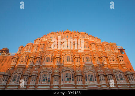 Palace of winds, palace, Rajasthan, Hawa Mahal, harem, town palace, Jaipur, Asia, India, Stock Photo