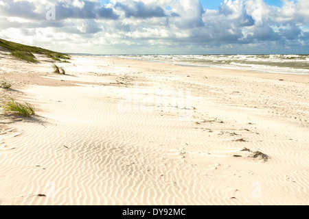 White sand beach. View to the Baltic Sea Costline. Curonian Spit, Nida, Neringa, Lithuania Stock Photo