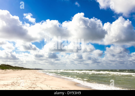 White sand beach. View to Baltic Sea Costline. Curonian Spit, Nida, Neringa, Lithuania Stock Photo