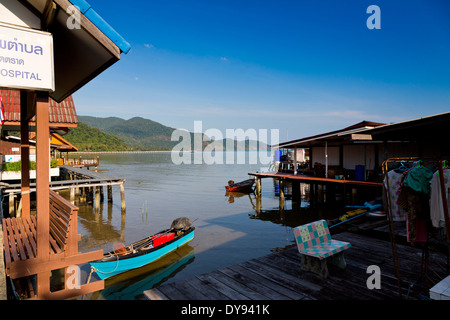 View over a Canal in the Fishing Village Bang Bao on Ko Chang, Thailand Stock Photo