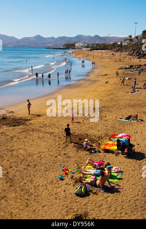 Playa Grande beach, Puerto del Carmen, Lanzarote, Canary Islands, Spain, Europe Stock Photo