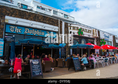 Restaurants and bars, Costa Teguise, Lanzarote, Canary Islands, Spain ...