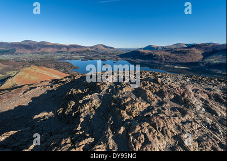Derwent Water from the summit of Catbells Stock Photo