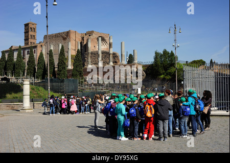 Italy, Rome, school group and Roman Forum Stock Photo