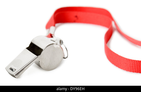 isolated metal Whistle, concept of judgment Stock Photo