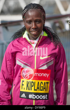 Tower Hotel, London UK. 10th April, 2014. Photocall for the Elite Women participants of the 2014 London Marathon with Florence Kiplagat of Kenya. Credit:  Malcolm Park editorial/Alamy Live News Stock Photo