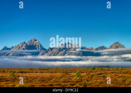 Grand Teton, national park, Wyoming, USA, United States, America, landscape, clouds Stock Photo