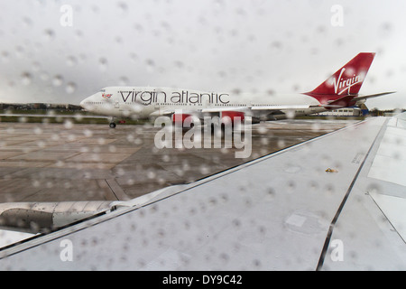 Virgin Atlantic Boing 747 taking off from Gatwick Airport Stock Photo