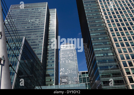 UK, London, A picture shows a general view of skyscrapers at Canary Wharf in London on 10 April, 2014. Stock Photo
