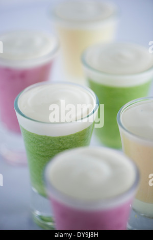 Fruit Smoothies with yoghurt topping Stock Photo
