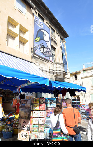 A tourist shop in front of the Roman Amphitheatre Arles France Stock Photo