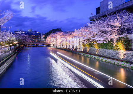 Kyoto, Japan on the Okazaki Canal during the spring cherry blossom season. Stock Photo