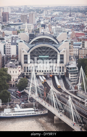 An aerial view of Embankment Railway Station in London Stock Photo
