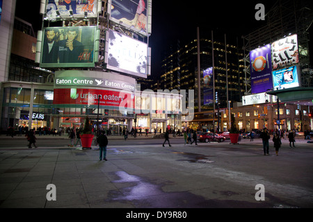 dundas square in toronto at night with lot up billboards Stock Photo