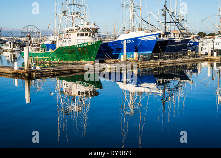 Boats moored at Tuna Harbor.  San Diego, California, United States. Stock Photo