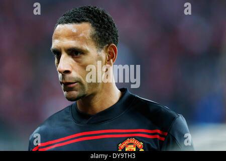 Munich, Germany. © D. 9th Apr, 2014. Rio Ferdinand (Man.U) Football/Soccer : UEFA Champions League Quarter-final 2nd leg match between FC Bayern Munchen 3-1 Manchester United at Allianz Arena in Munich, Germany. Credit:  D .Nakashima/AFLO/Alamy Live News Stock Photo