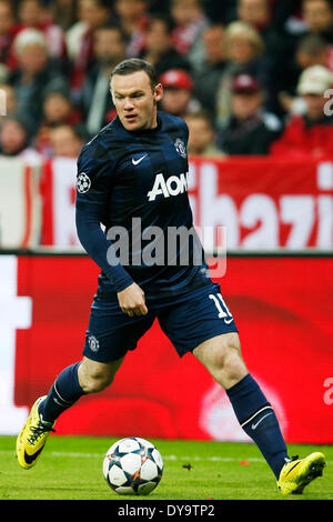 Munich, Germany. © D. 9th Apr, 2014. Wayne Rooney (Man.U) Football/Soccer : UEFA Champions League Quarter-final 2nd leg match between FC Bayern Munchen 3-1 Manchester United at Allianz Arena in Munich, Germany. Credit:  D .Nakashima/AFLO/Alamy Live News Stock Photo