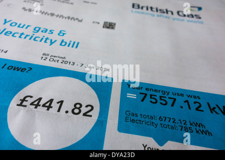 British Gas's gas & electricity bill, UK Stock Photo