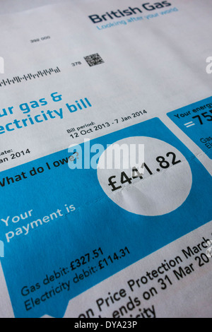 British Gas's gas & electricity bill, UK Stock Photo