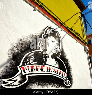 Camarón de la Isla graffiti painting on the wall of a bar. Denia. Alicante. Spain Stock Photo