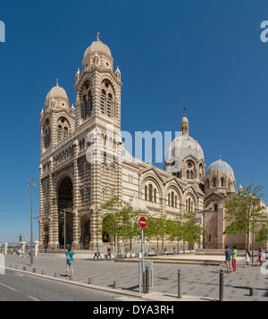 Cathedrale de la Major, church, monastery, summer, people, Marseilles, Bouches du Rhone, France, Europe, Stock Photo