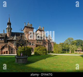 Netherlands, Holland, Europe, Haarzuilens, Utrecht, castle, field, meadow, autumn, De Haar castle, De Haar, Stock Photo