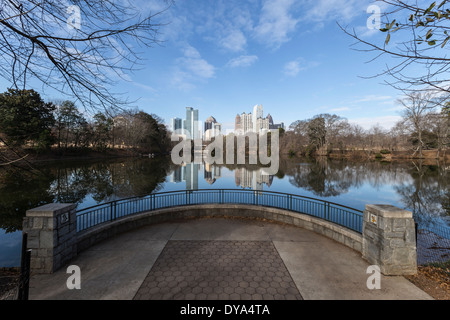 Midtown Atlanta cityscape from popular Piedmont Park. Stock Photo